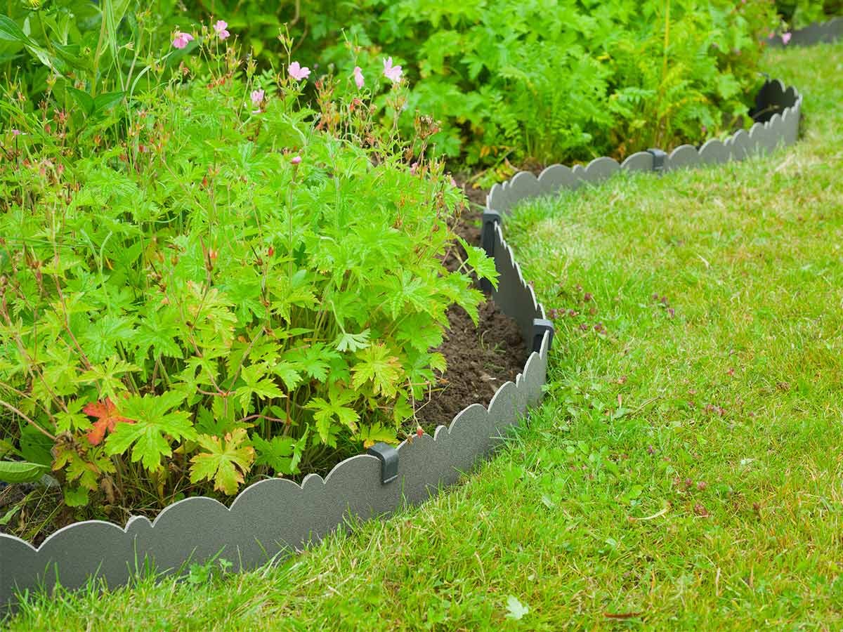 Bordure de jardin en polyéthylène recyclé Déco Nature avec motifs 12 m