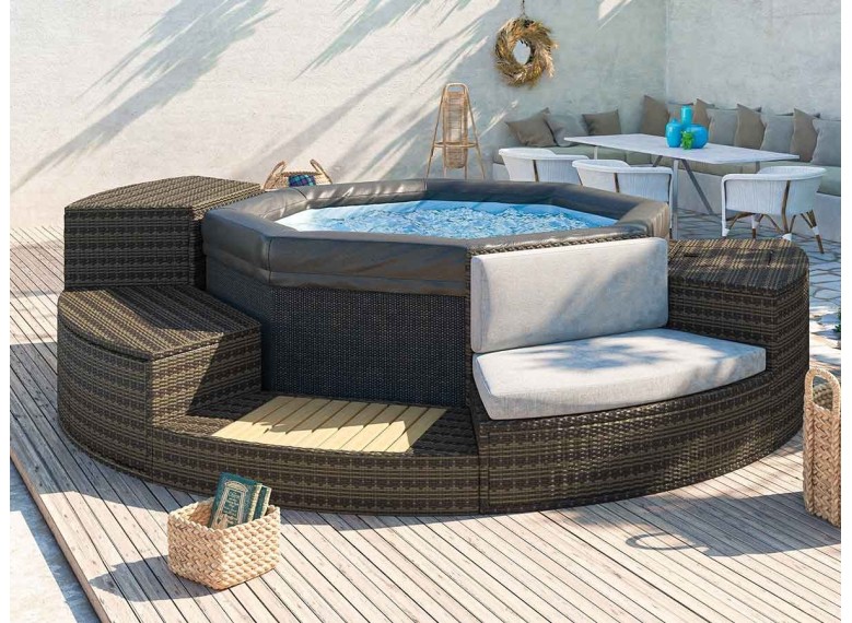 Spa semi-rigide Octopus octogonal Bulles 4-6 places avec mobilier - Netspa
