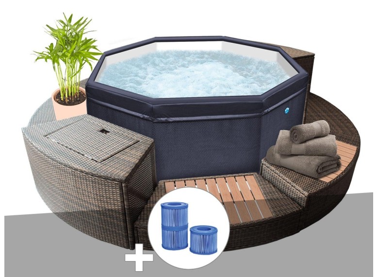 Spa semi-rigide Octopus octogonal Bulles 4-6 places avec mobilier - Netspa