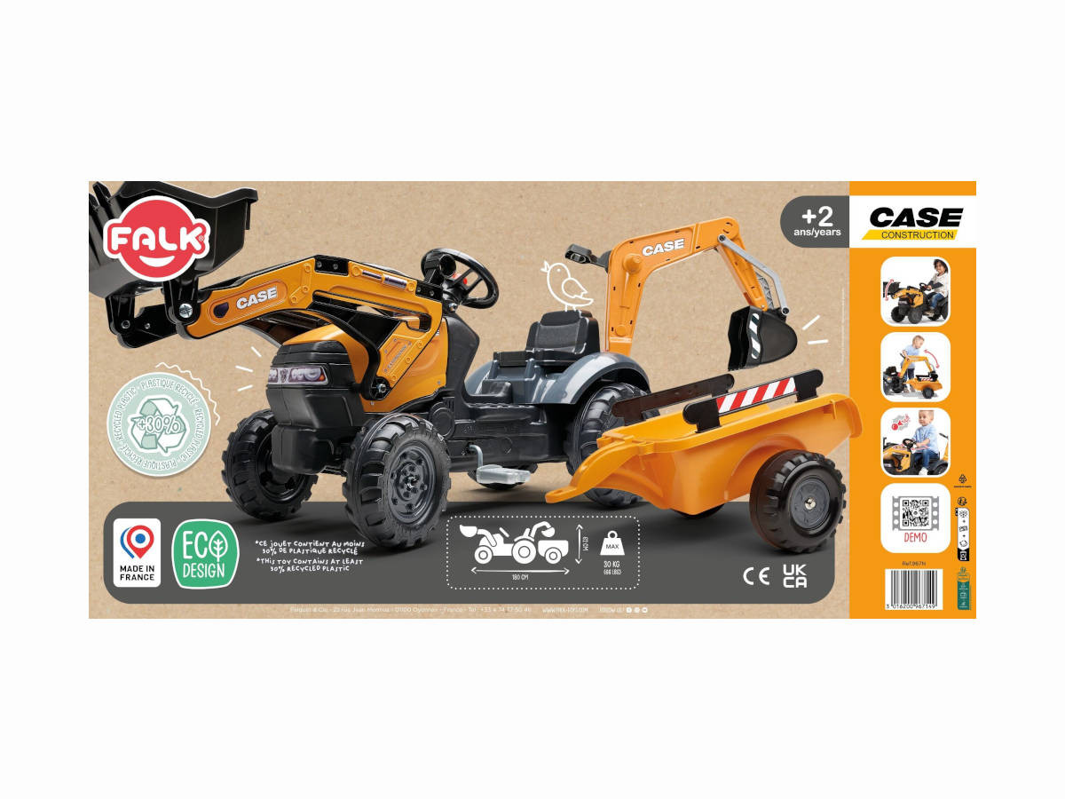 COSTWAY Tractopelle Enfant Avec Bras Réglable - Pelleteuse Jouet Charge 25kg, Cabine Et Klaxon, Pour Enfants 1-3 Ans