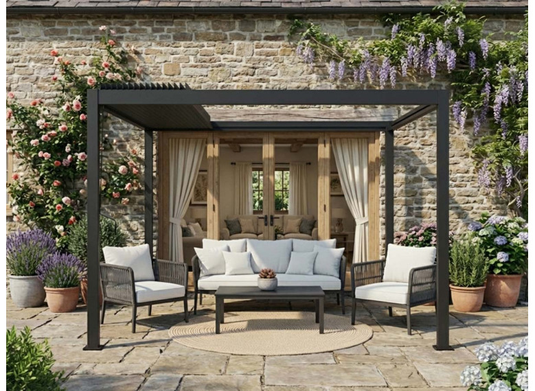 Pergola Bioclimatique Evora Graphite Toit R tractable 4 X 3 M Hesp ride pergola-bioclimatique-evora-graphite-toit-r-tractable-4-x-3-m-hesp-ride