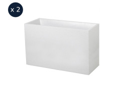 KADAX Jardinière rectangulaire 18,5 x 56 cm - Motif lisse - Noire - Avec supports - Avec insert - Résistante aux intempéries - Pour balcon et extérieur