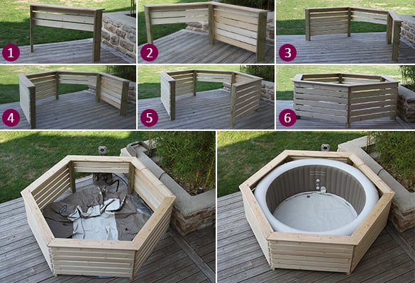 Entourage / Habillage bois pour spa gonflable Intex Made In France