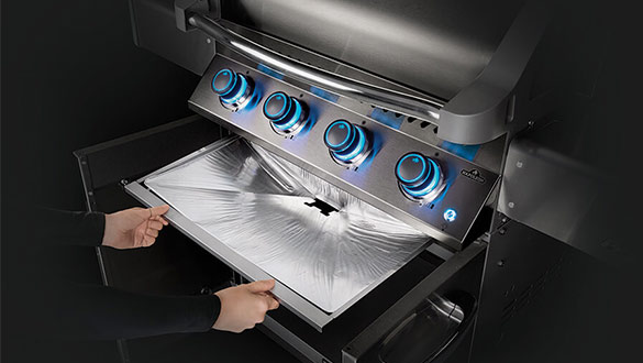 Nordic Bbq Store Bac à graisse réglable (68,6-76,2 cm) pour barbecues à 4/5 brûleurs de Biltema, Lucifer, Napolean, Landmann et autres marques européennes, bac à graisse universel de rechange pour